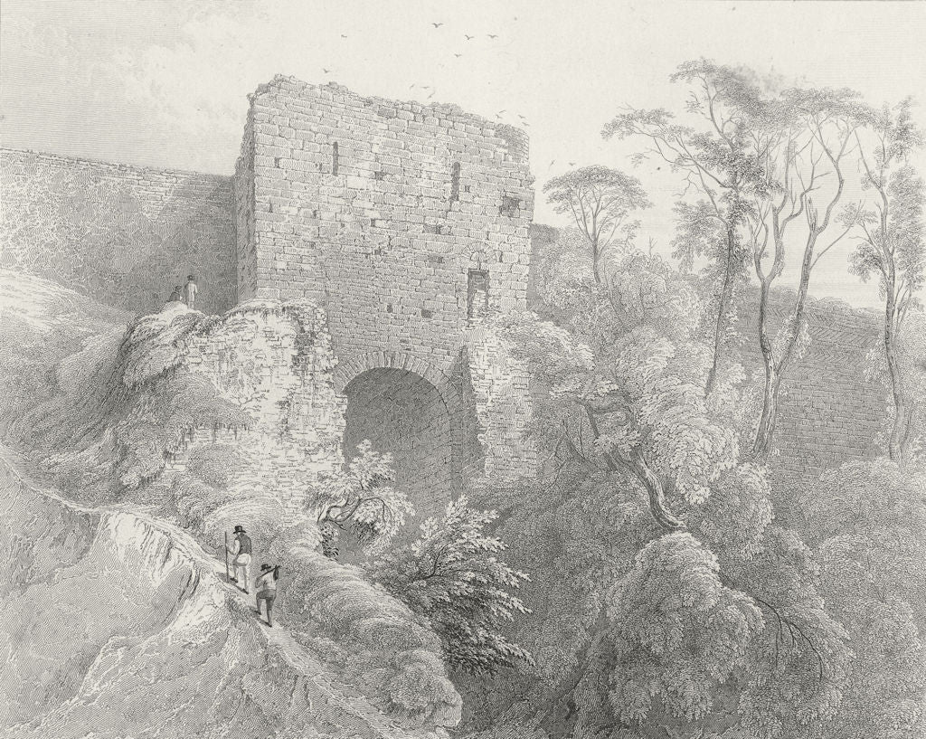 LINCOLN. W side Walls Castle. city cathedral 1827 old antique print picture